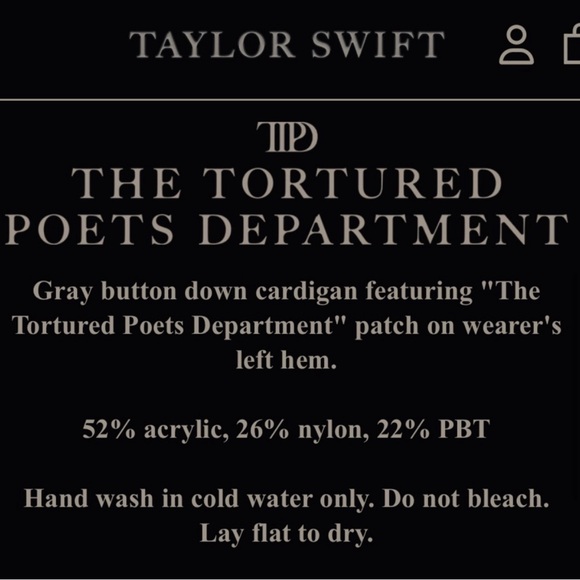 🖤🤍 Taylor Swift Tortured Poets Department Cardigan in XS/S - NEW - Picture 5 of 6